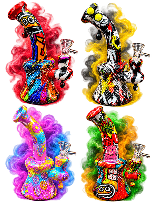 Graffiti Art Glass Beaker Bong
